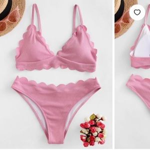 Zaful Scalloped Ribbed Bikini